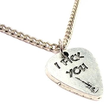 Chubby Chico Charms CH05648 I Pick You Guitar Pick Single Charm Necklace 20" Chain