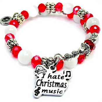 Chubby Chico Charms CH09833 I Hate Christmas Music Christmas Cat's Eye Wrap Bracelet