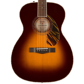 Fender PO-220E Orchestra Acoustic Guitar, Ovangkol Fingerboard, 3-Color Vintage Sunburst