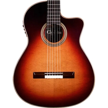Cordoba Fusion Orchestra CD Nylon String Acoustic Guitar with Electronics, Teardrop Burst