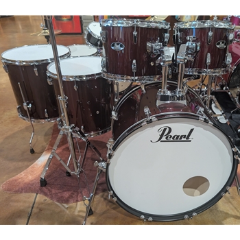 Used Pearl Roadshow 6 Piece Drum Set, Wine Red with Hardware and Cymbals