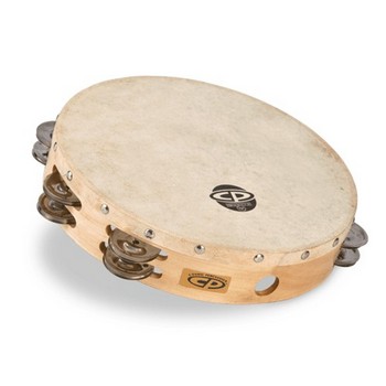 LP CP380 10” Wood Headed Tambourine, Double Row Jingles