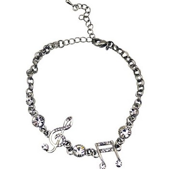 Aim AIM69654 Bracelet Notes and Clef, Silver with Rhinestones