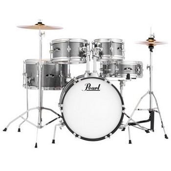 Pearl Roadshow Jr. 5 Piece Drum Set with Cymbals and Hardware, Grindstone Sparkle