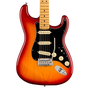 Fender American Ultra Luxe Stratocaster Electric Guitar, Maple Fingerboard, Plasma Red Burst
