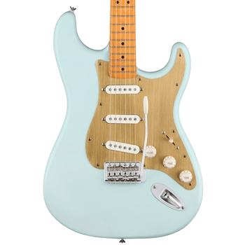 Squier 40th Anniversary Stratocaster Electric Guitar, Vintage Edition, Maple Fingerboard, Satin Sonic Blue