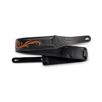 4119-25 Taylor Nouveau Strap, Black Leather, 2.5"