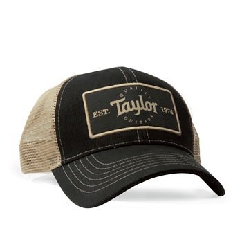 00390 Trucker Cap, Black/Khaki, Taylor Patch